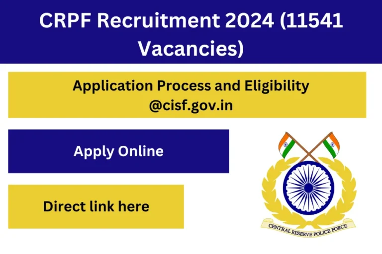 CRPF Recruitment 2024 (11541 Vacancies) Application Process and Eligibility @cisf.gov.in